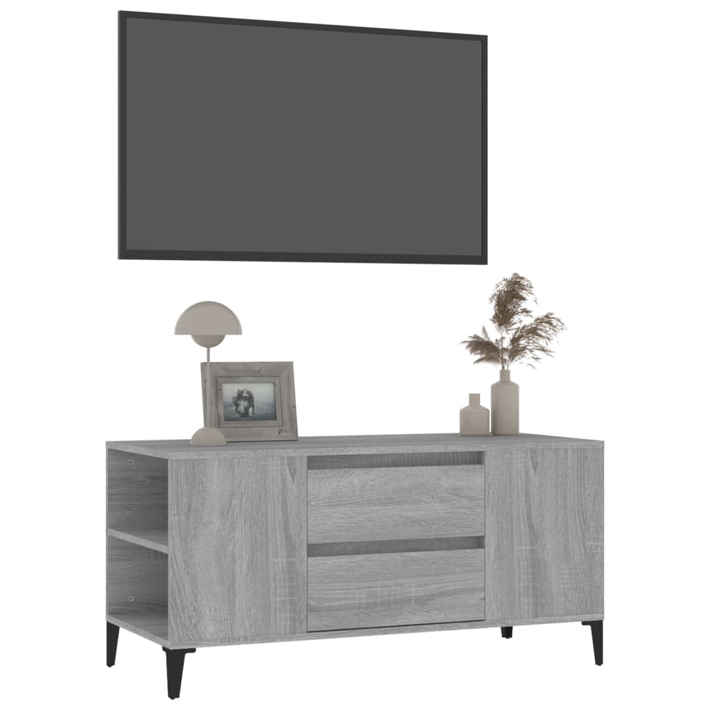 vidaXL Comodă TV, gri sonoma, 102x44,5x50 cm, lemn prelucrat vidaXL Comodă TV, gri sonoma, 102x44,5x50 cm, lemn prelucrat