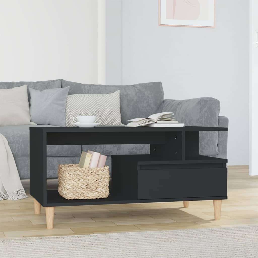 vidaXL Măsuță de cafea, negru, 90x49x45 cm, lemn compozit vidaXL Măsuță de cafea, negru, 90x49x45 cm, lemn compozit