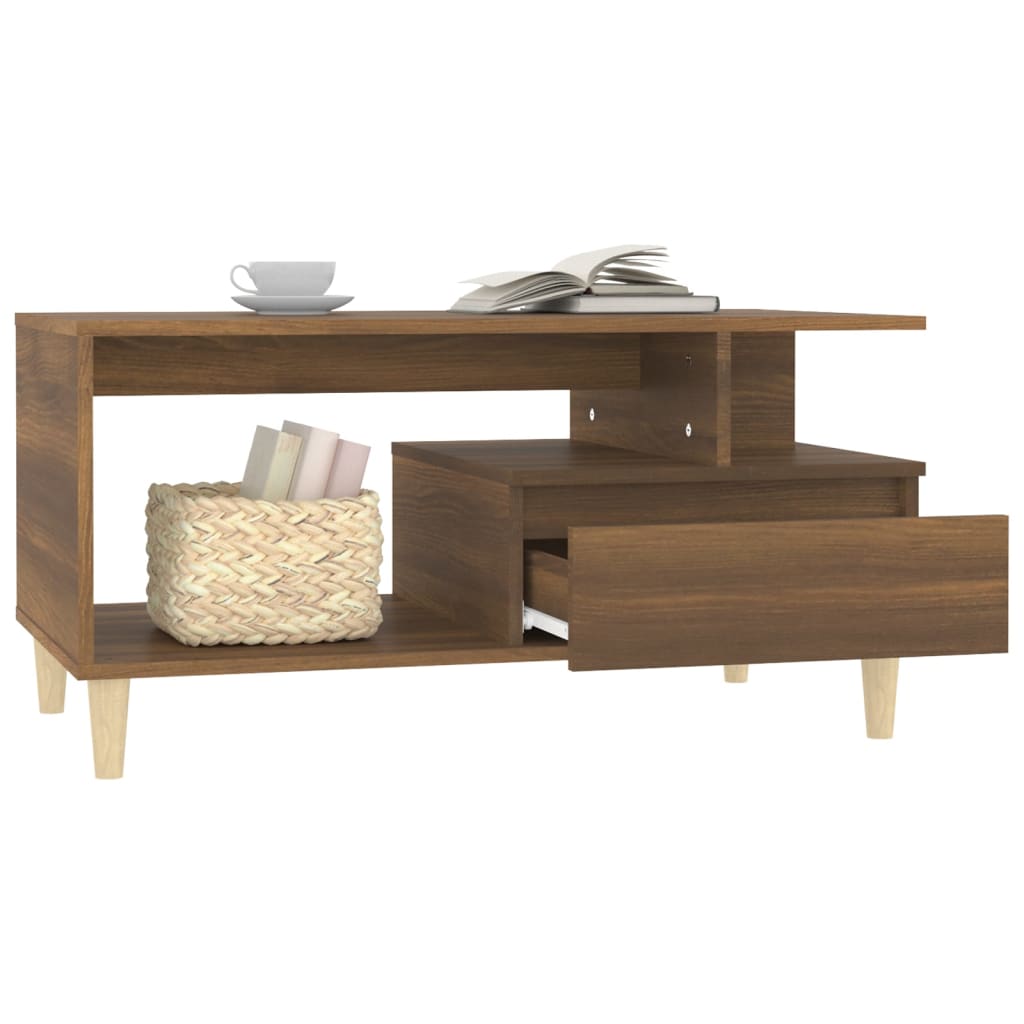 vidaXL Măsuță de cafea, stejar maro, 90x49x45 cm, lemn prelucrat vidaXL Măsuță de cafea, stejar maro, 90x49x45 cm, lemn prelucrat