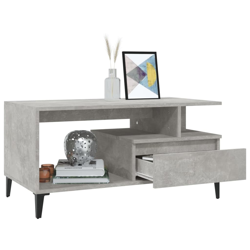 vidaXL Măsuță de cafea, gri beton, 90x49x45 cm, lemn prelucrat