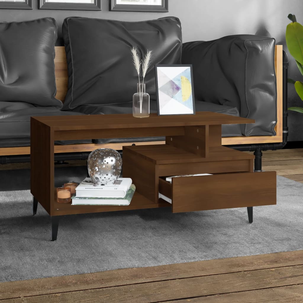 vidaXL Măsuță de cafea, stejar maro, 90x49x45 cm, lemn prelucrat vidaXL Măsuță de cafea, stejar maro, 90x49x45 cm, lemn prelucrat