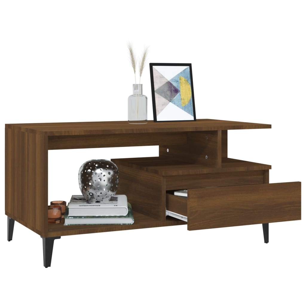 vidaXL Măsuță de cafea, stejar maro, 90x49x45 cm, lemn prelucrat vidaXL Măsuță de cafea, stejar maro, 90x49x45 cm, lemn prelucrat