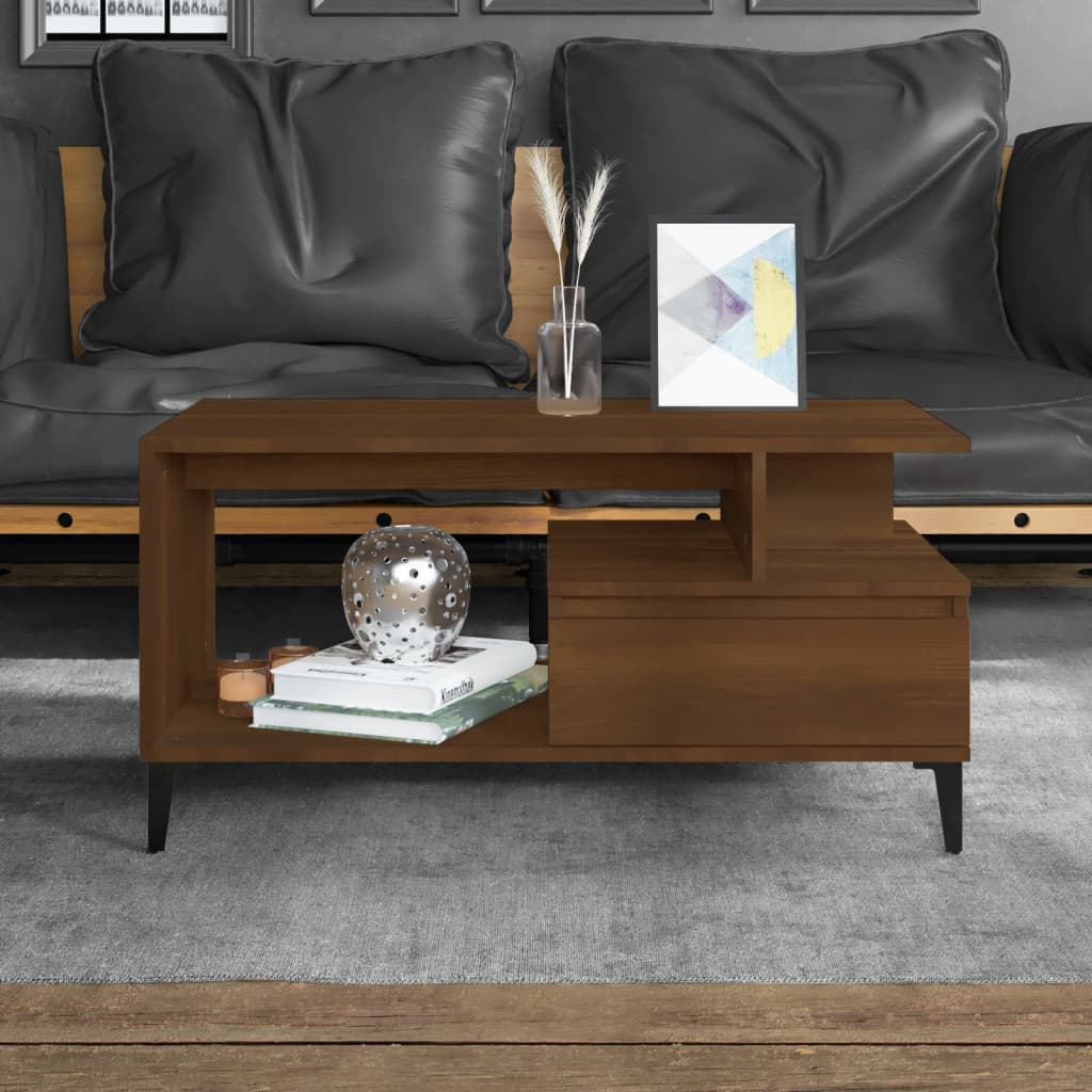 vidaXL Măsuță de cafea, stejar maro, 90x49x45 cm, lemn prelucrat vidaXL Măsuță de cafea, stejar maro, 90x49x45 cm, lemn prelucrat