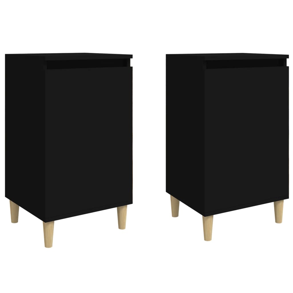 vidaXL Noptiere, 2 buc, negru, 40x35x70 cm, lemn prelucrat