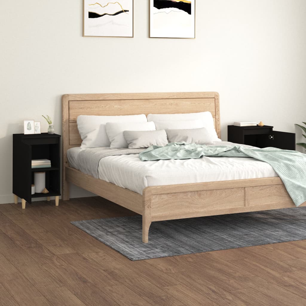 vidaXL Noptiere, 2 buc, negru, 40x35x70 cm, lemn prelucrat