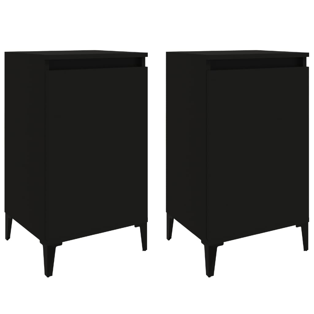 vidaXL Noptiere, 2 buc, negru, 40x35x70 cm, lemn prelucrat