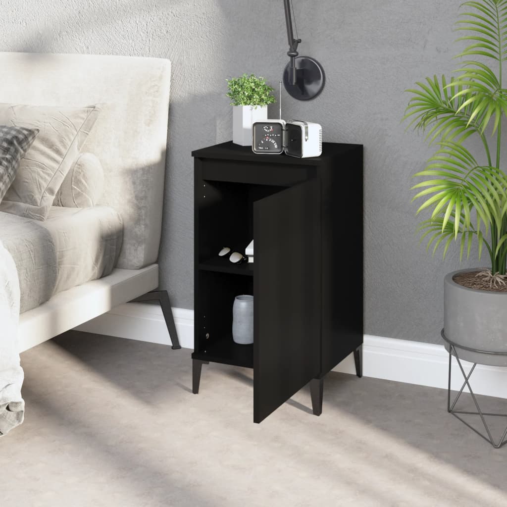 vidaXL Noptiere, 2 buc, negru, 40x35x70 cm, lemn prelucrat