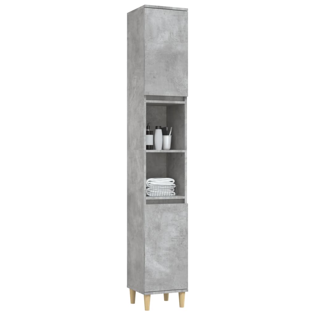 vidaXL Dulap de baie, gri beton, 30x30x190 cm, lemn prelucrat