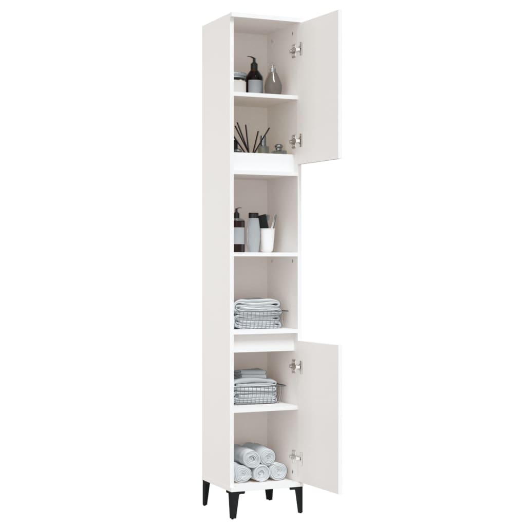vidaXL Dulap de baie, alb, 30x30x190 cm, lemn prelucrat