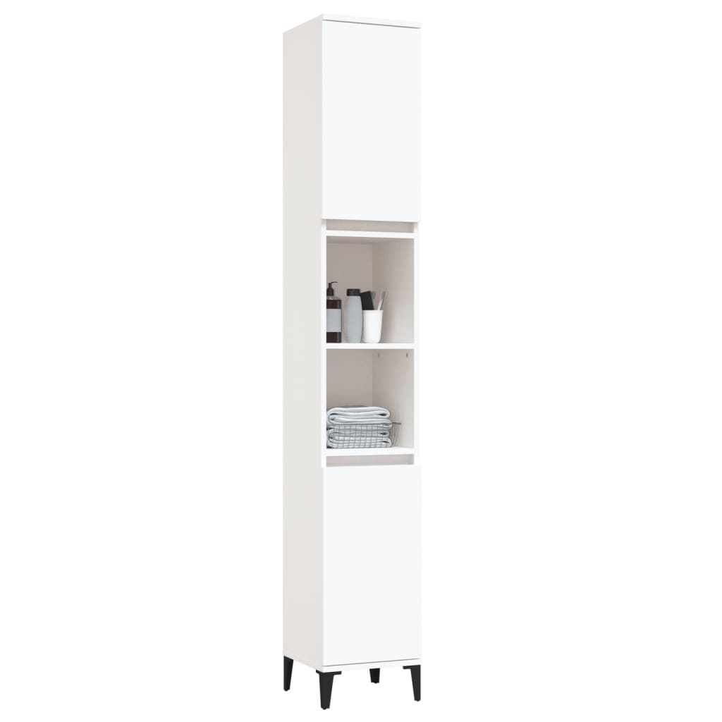 vidaXL Dulap de baie, alb, 30x30x190 cm, lemn prelucrat