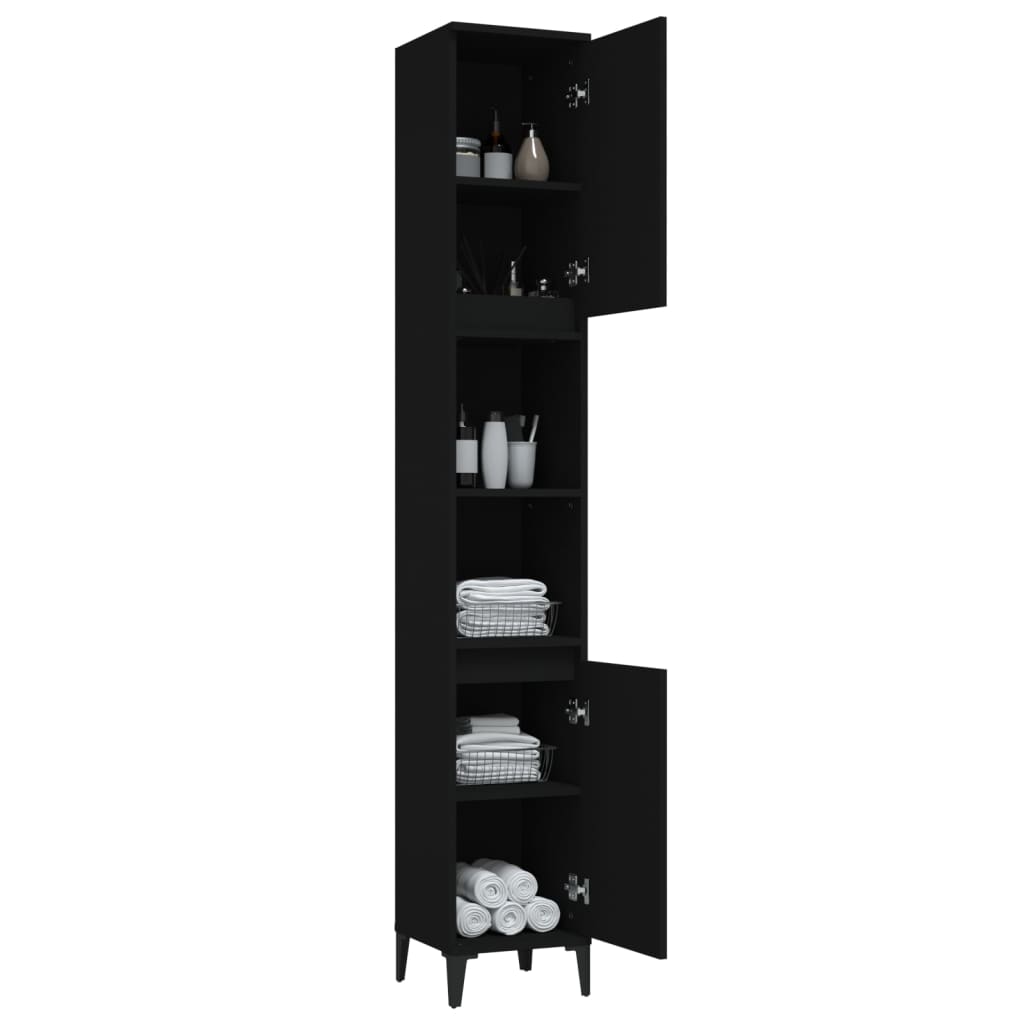 vidaXL Dulap de baie, negru, 30x30x190 cm, lemn prelucrat vidaXL Dulap de baie, negru, 30x30x190 cm, lemn prelucrat