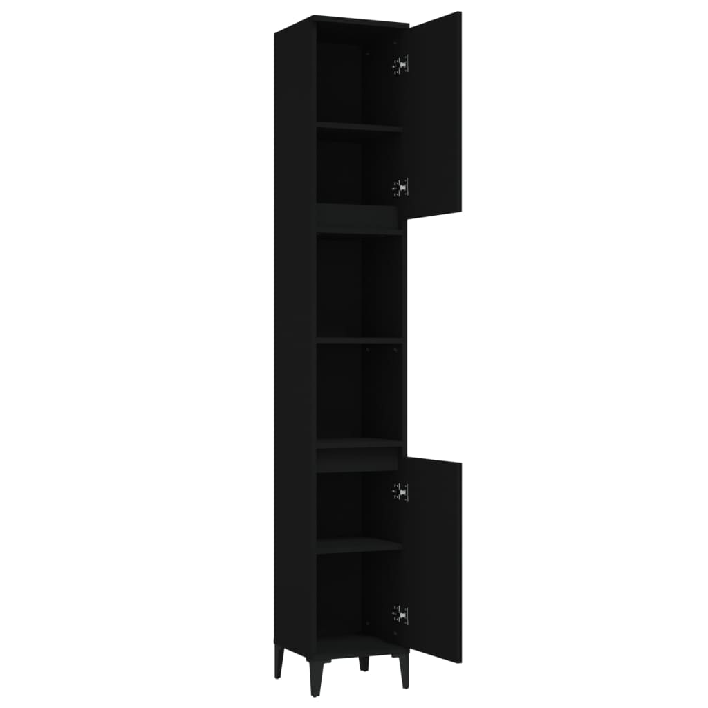 vidaXL Dulap de baie, negru, 30x30x190 cm, lemn prelucrat vidaXL Dulap de baie, negru, 30x30x190 cm, lemn prelucrat