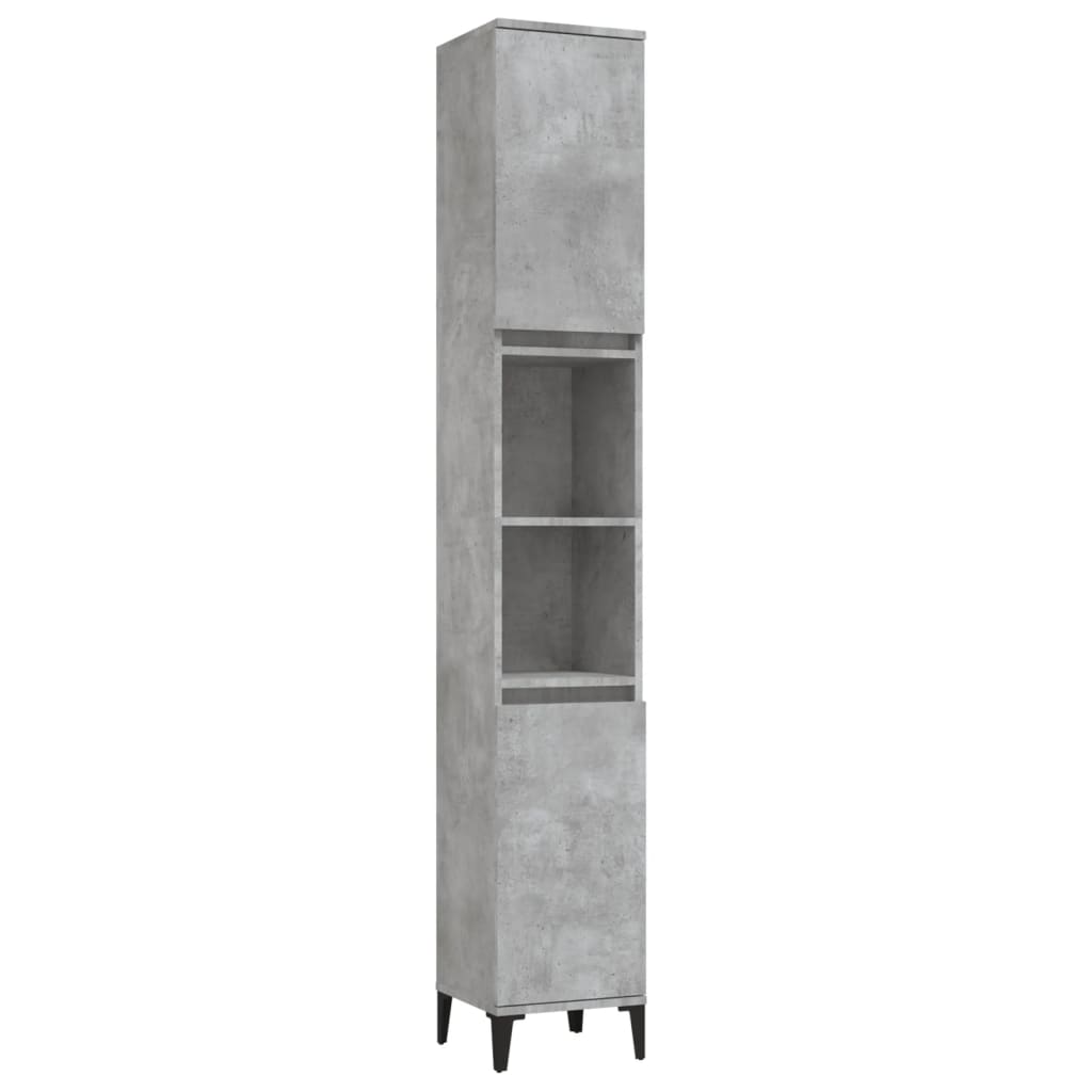 vidaXL Dulap de baie, gri beton, 30x30x190 cm, lemn prelucrat