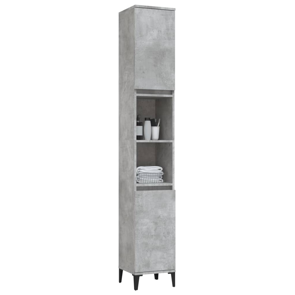 vidaXL Dulap de baie, gri beton, 30x30x190 cm, lemn prelucrat