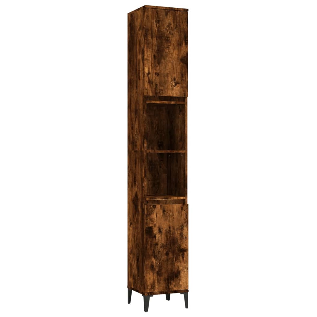vidaXL Dulap de baie, stejar afumat, 30x30x190 cm, lemn prelucrat