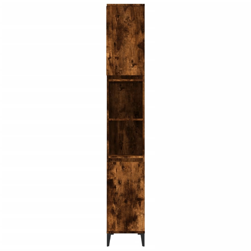 vidaXL Dulap de baie, stejar afumat, 30x30x190 cm, lemn prelucrat