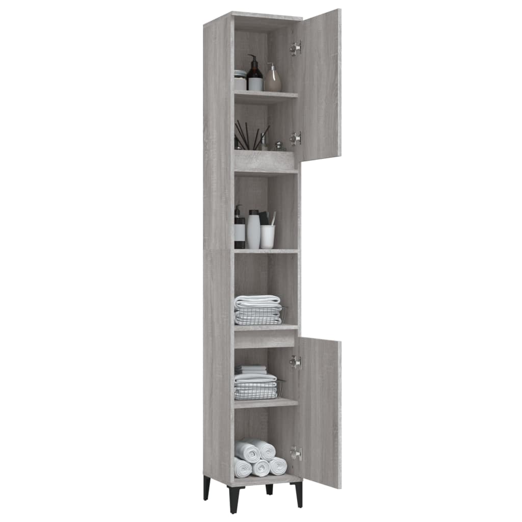 vidaXL Dulap de baie, gri sonoma, 30x30x190 cm, lemn prelucrat vidaXL Dulap de baie, gri sonoma, 30x30x190 cm, lemn prelucrat