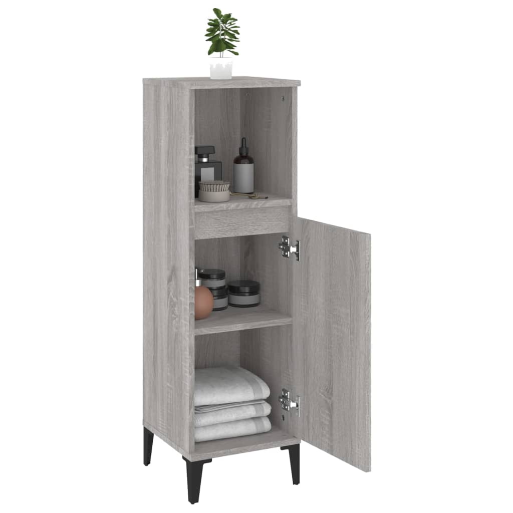 vidaXL Dulap de baie, gri sonoma, 30x30x100 cm, lemn prelucrat