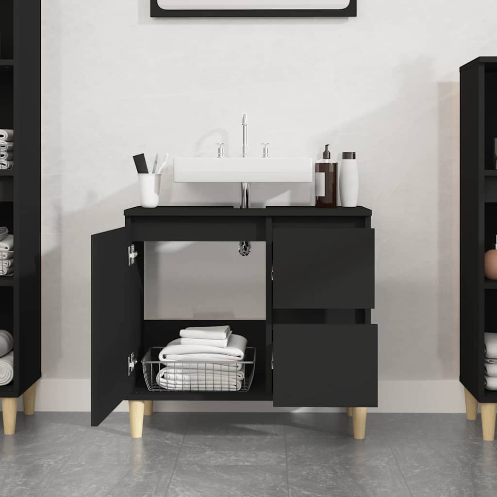 vidaXL Dulap de baie, negru, 65x33x60 cm, lemn prelucrat vidaXL Dulap de baie, negru, 65x33x60 cm, lemn prelucrat