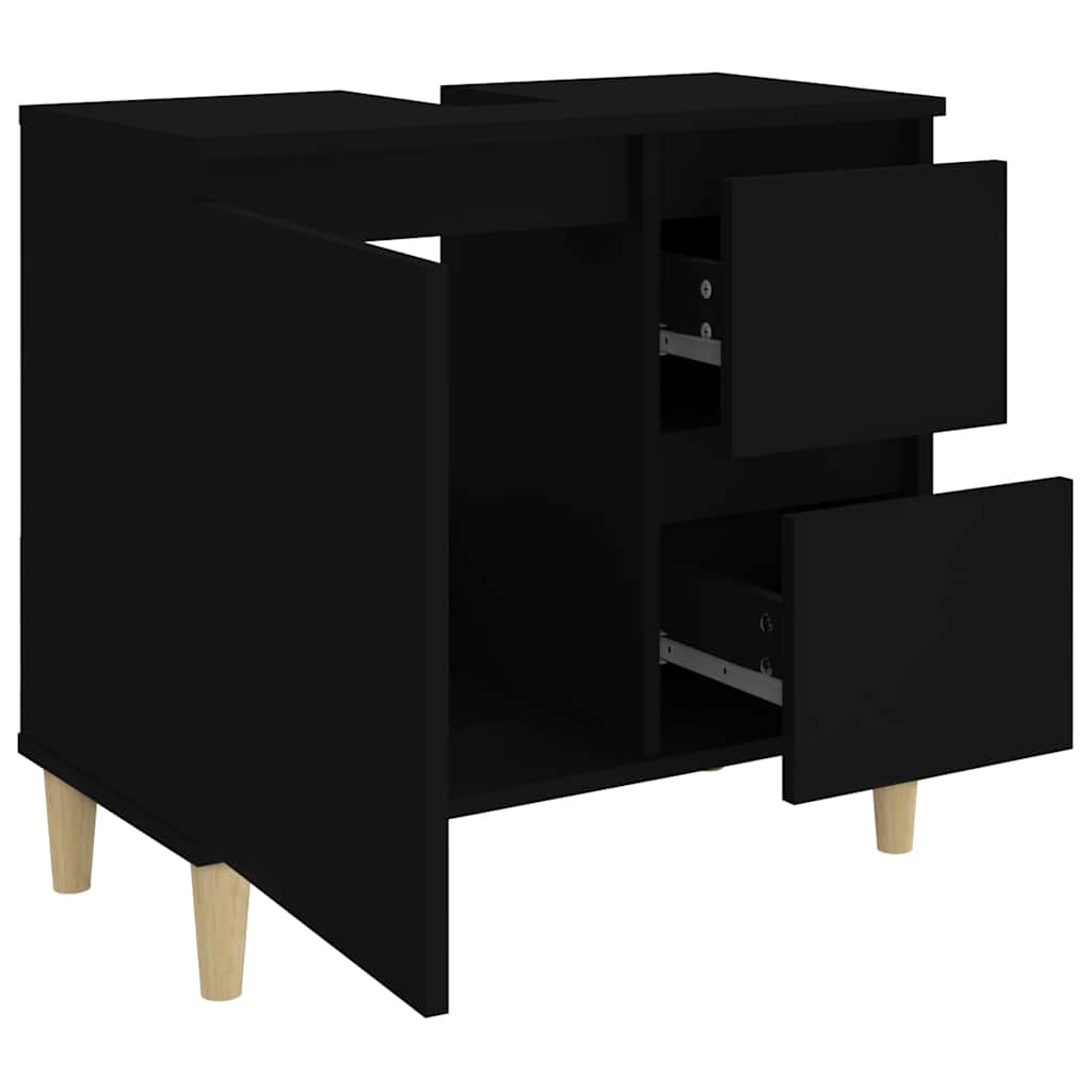 vidaXL Dulap de baie, negru, 65x33x60 cm, lemn prelucrat vidaXL Dulap de baie, negru, 65x33x60 cm, lemn prelucrat