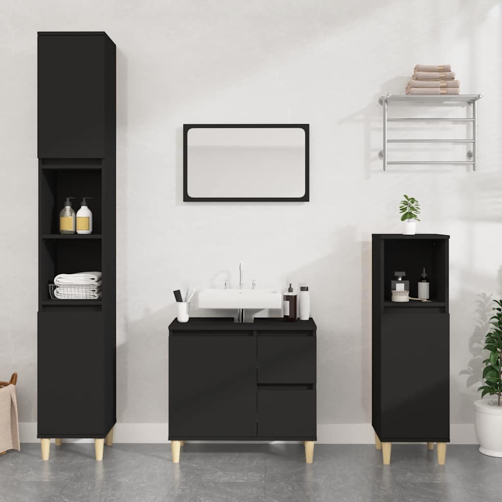 vidaXL Dulap de baie, negru, 65x33x60 cm, lemn prelucrat vidaXL Dulap de baie, negru, 65x33x60 cm, lemn prelucrat