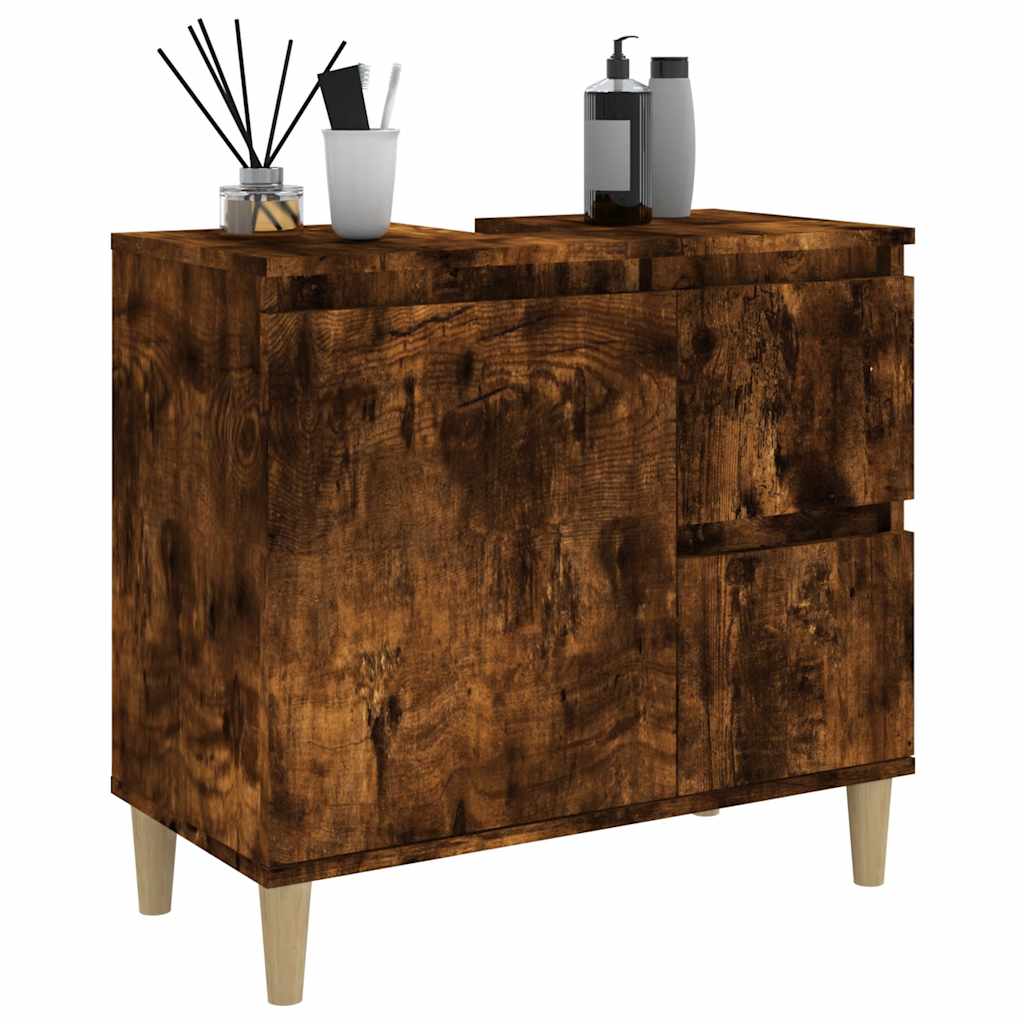 vidaXL Dulap de baie, stejar afumat, 65x33x60 cm, lemn prelucrat vidaXL Dulap de baie, stejar afumat, 65x33x60 cm, lemn prelucrat