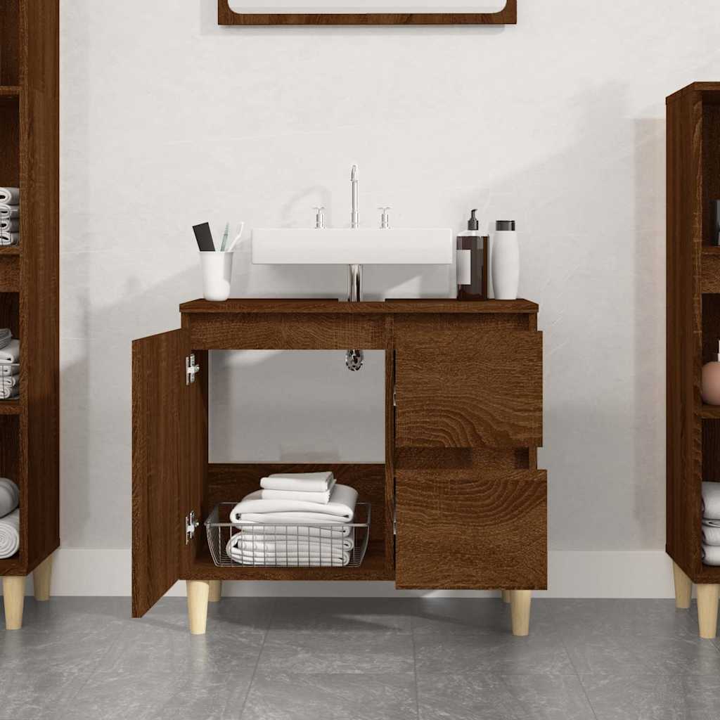 vidaXL Dulap de baie, stejar maro, 65x33x60 cm, lemn prelucrat vidaXL Dulap de baie, stejar maro, 65x33x60 cm, lemn prelucrat