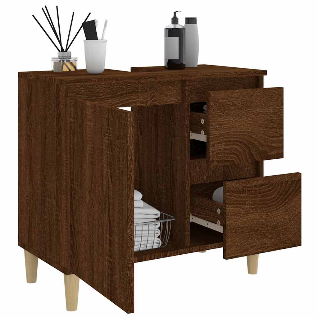 vidaXL Dulap de baie, stejar maro, 65x33x60 cm, lemn prelucrat vidaXL Dulap de baie, stejar maro, 65x33x60 cm, lemn prelucrat
