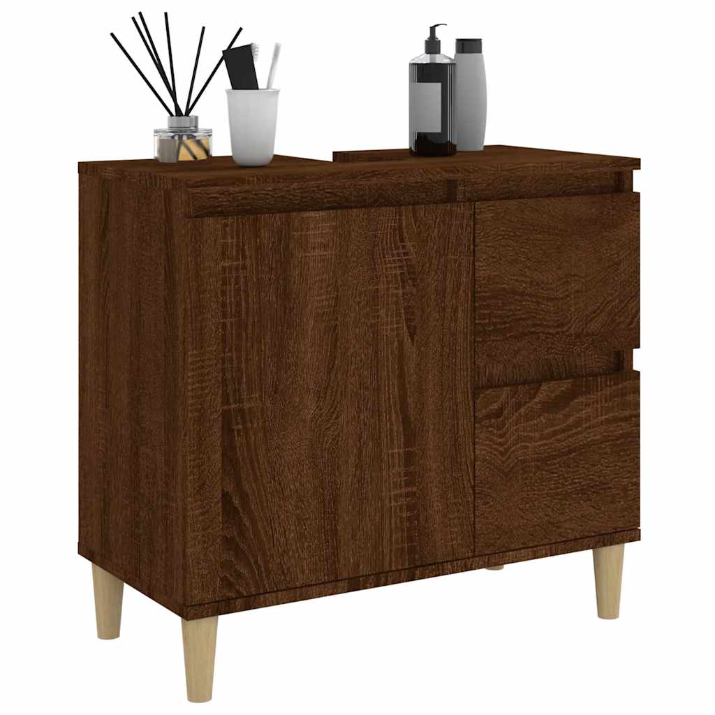 vidaXL Dulap de baie, stejar maro, 65x33x60 cm, lemn prelucrat vidaXL Dulap de baie, stejar maro, 65x33x60 cm, lemn prelucrat