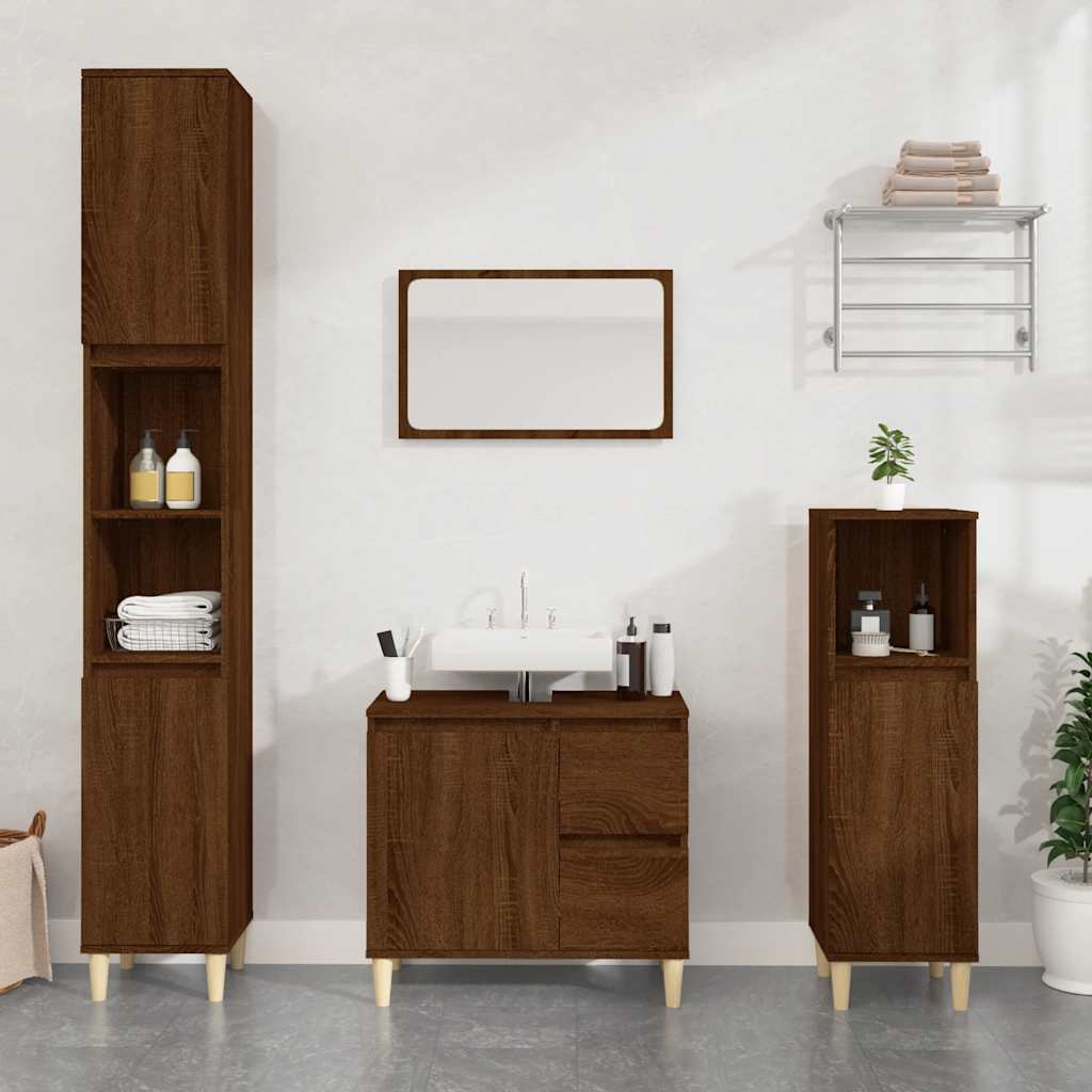 vidaXL Dulap de baie, stejar maro, 65x33x60 cm, lemn prelucrat vidaXL Dulap de baie, stejar maro, 65x33x60 cm, lemn prelucrat