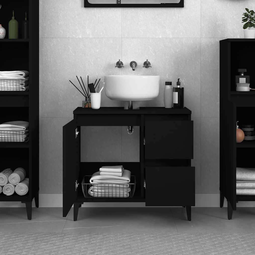 vidaXL Dulap de baie, negru, 65x33x60 cm, lemn prelucrat vidaXL Dulap de baie, negru, 65x33x60 cm, lemn prelucrat