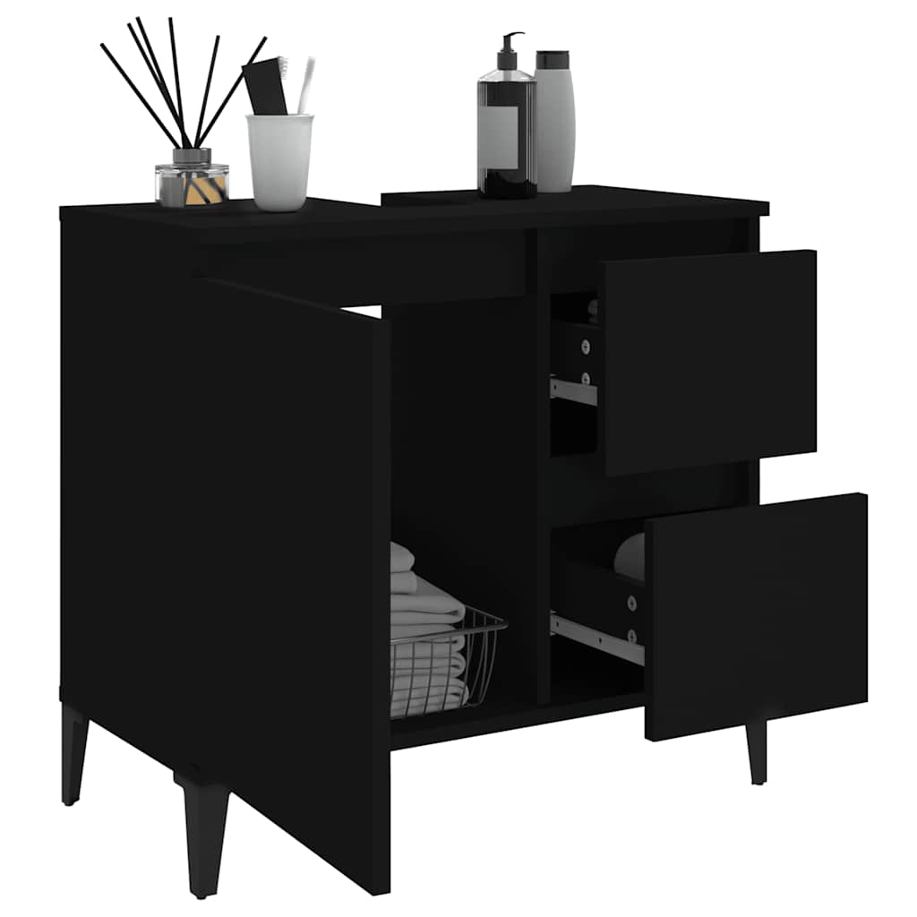 vidaXL Dulap de baie, negru, 65x33x60 cm, lemn prelucrat vidaXL Dulap de baie, negru, 65x33x60 cm, lemn prelucrat