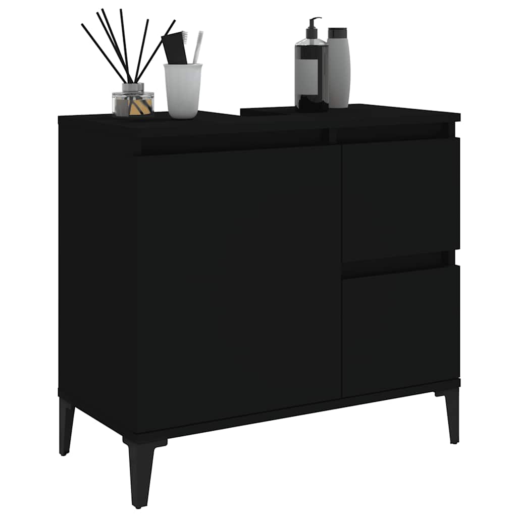 vidaXL Dulap de baie, negru, 65x33x60 cm, lemn prelucrat vidaXL Dulap de baie, negru, 65x33x60 cm, lemn prelucrat