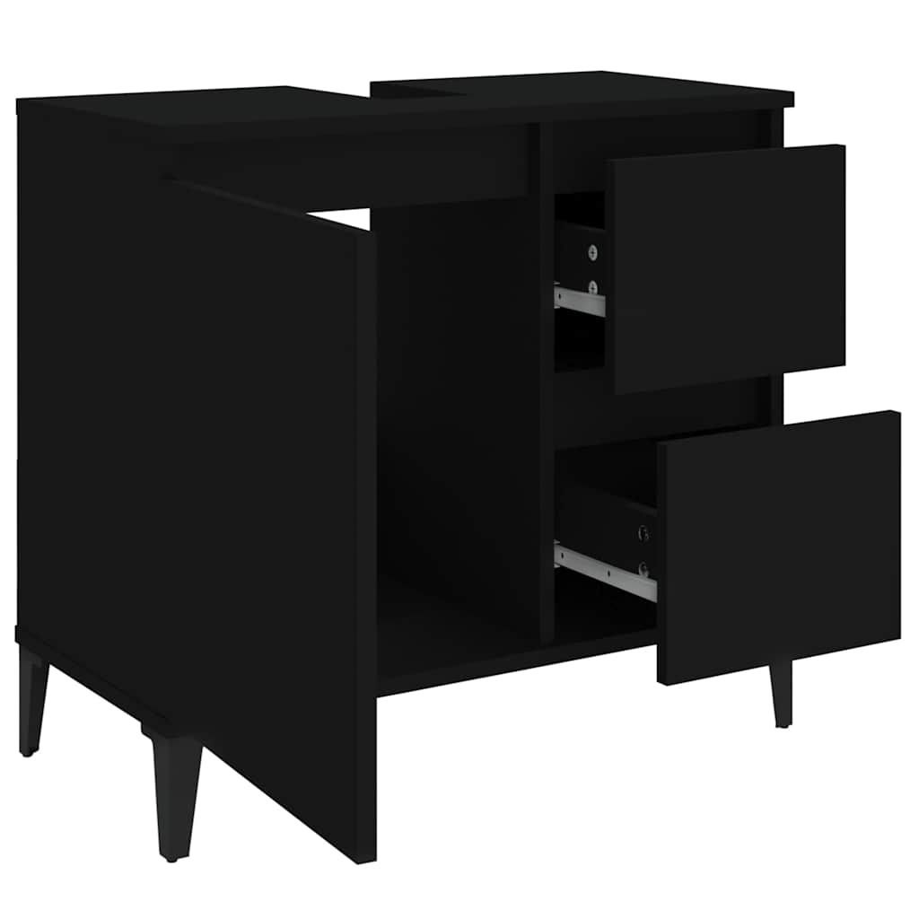 vidaXL Dulap de baie, negru, 65x33x60 cm, lemn prelucrat vidaXL Dulap de baie, negru, 65x33x60 cm, lemn prelucrat