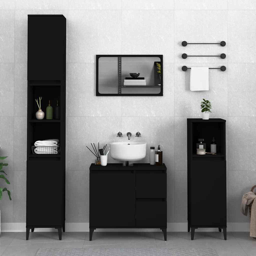 vidaXL Dulap de baie, negru, 65x33x60 cm, lemn prelucrat vidaXL Dulap de baie, negru, 65x33x60 cm, lemn prelucrat