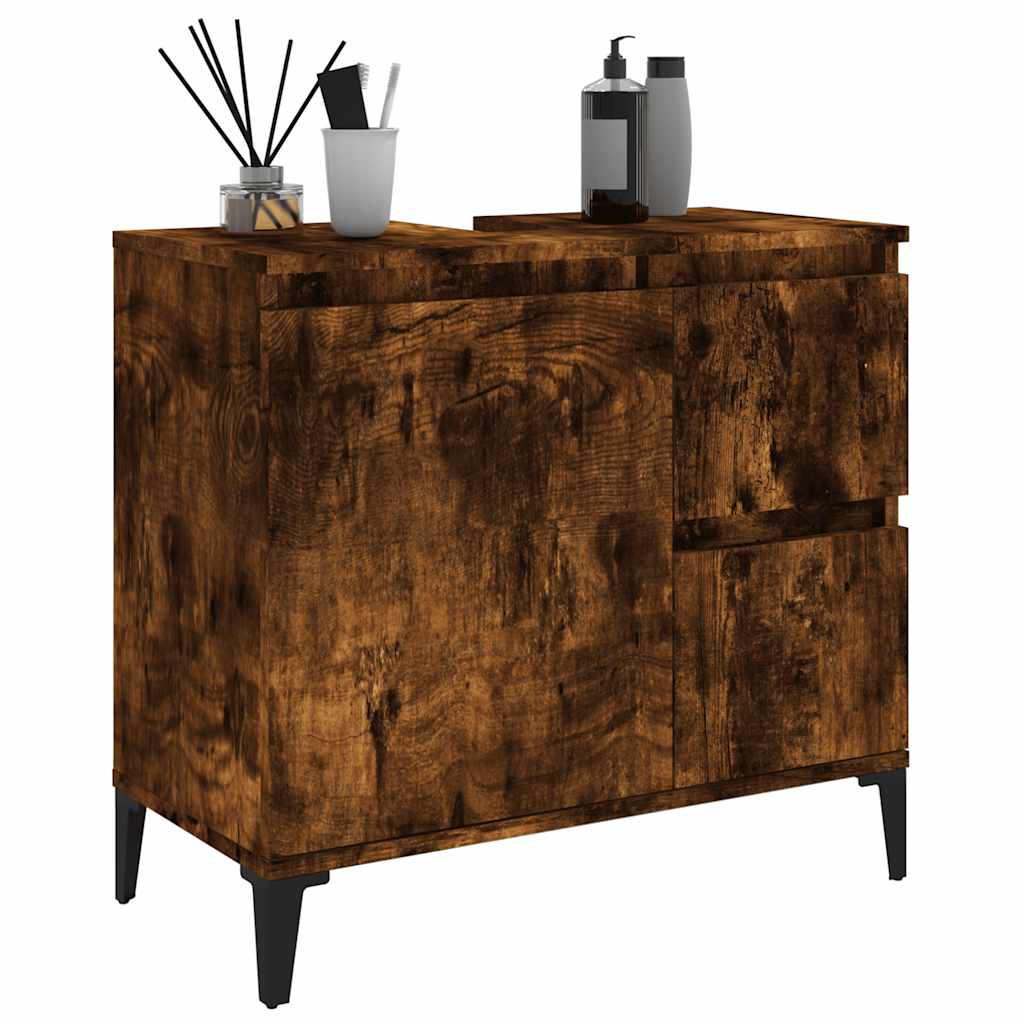 vidaXL Dulap de baie, stejar afumat, 65x33x60 cm, lemn prelucrat vidaXL Dulap de baie, stejar afumat, 65x33x60 cm, lemn prelucrat