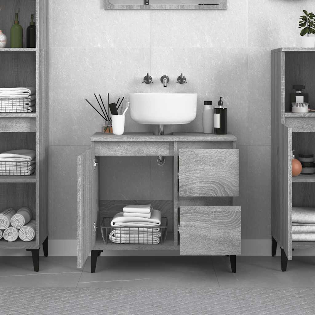 vidaXL Dulap de baie, gri sonoma, 65x33x60 cm, lemn prelucrat vidaXL Dulap de baie, gri sonoma, 65x33x60 cm, lemn prelucrat