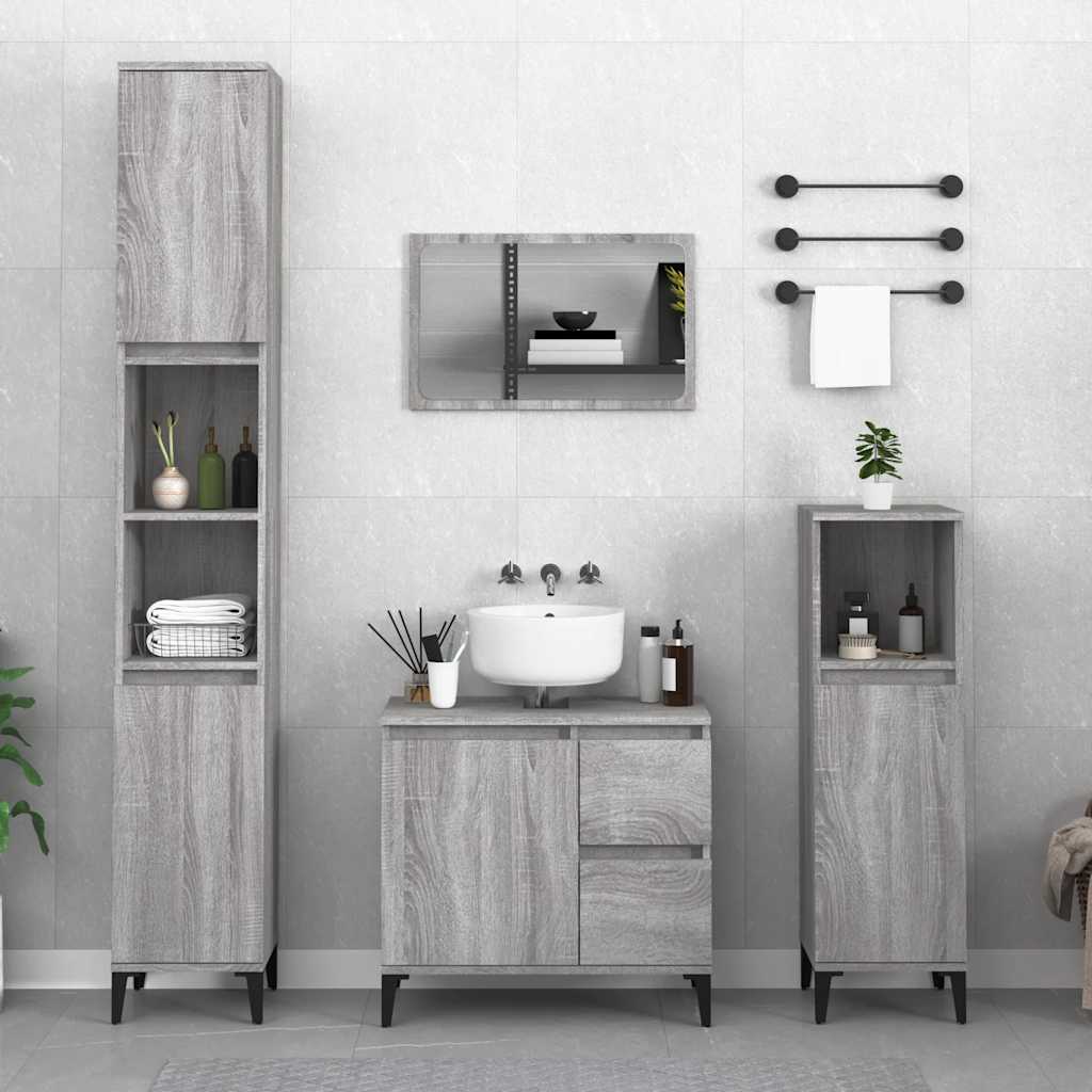 vidaXL Dulap de baie, gri sonoma, 65x33x60 cm, lemn prelucrat vidaXL Dulap de baie, gri sonoma, 65x33x60 cm, lemn prelucrat