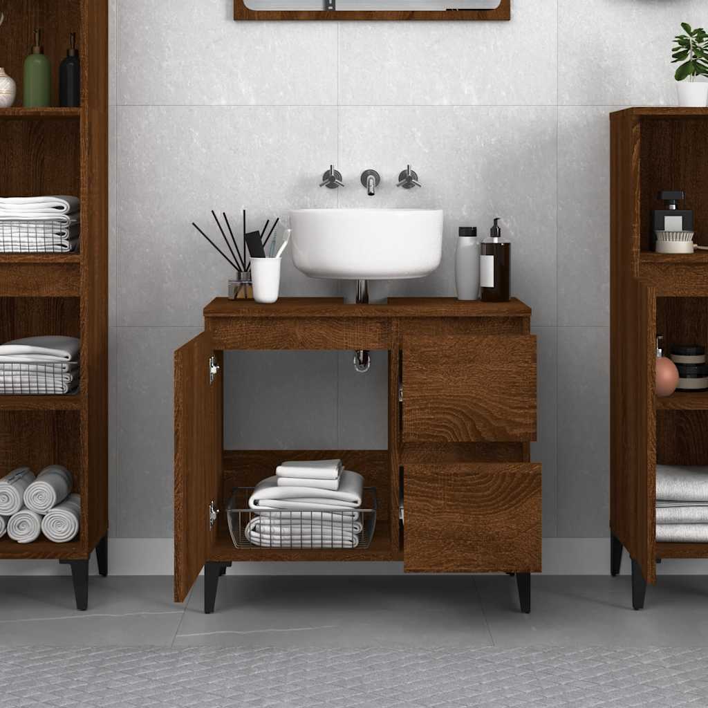 vidaXL Dulap de baie, stejar maro, 65x33x60 cm, lemn prelucrat vidaXL Dulap de baie, stejar maro, 65x33x60 cm, lemn prelucrat