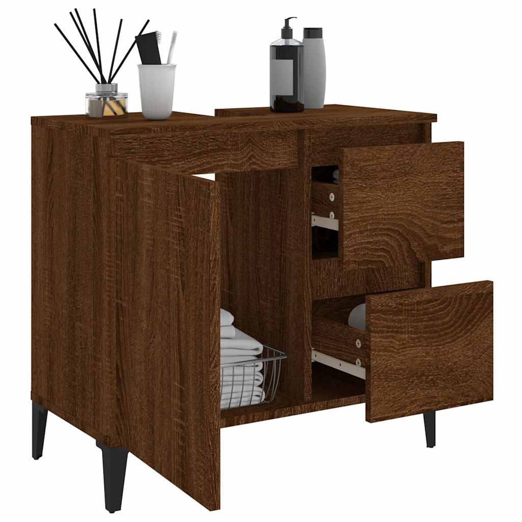 vidaXL Dulap de baie, stejar maro, 65x33x60 cm, lemn prelucrat vidaXL Dulap de baie, stejar maro, 65x33x60 cm, lemn prelucrat
