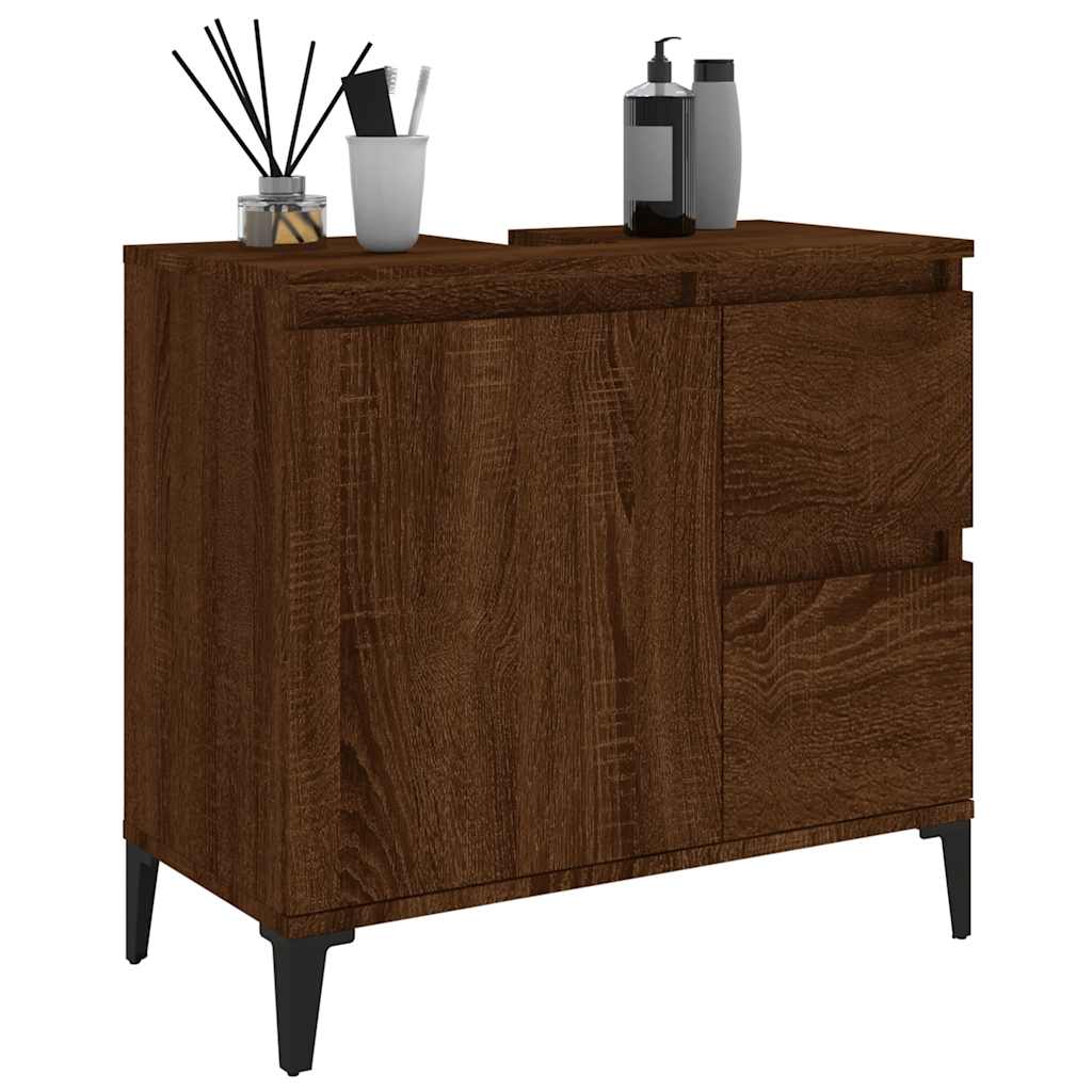 vidaXL Dulap de baie, stejar maro, 65x33x60 cm, lemn prelucrat vidaXL Dulap de baie, stejar maro, 65x33x60 cm, lemn prelucrat