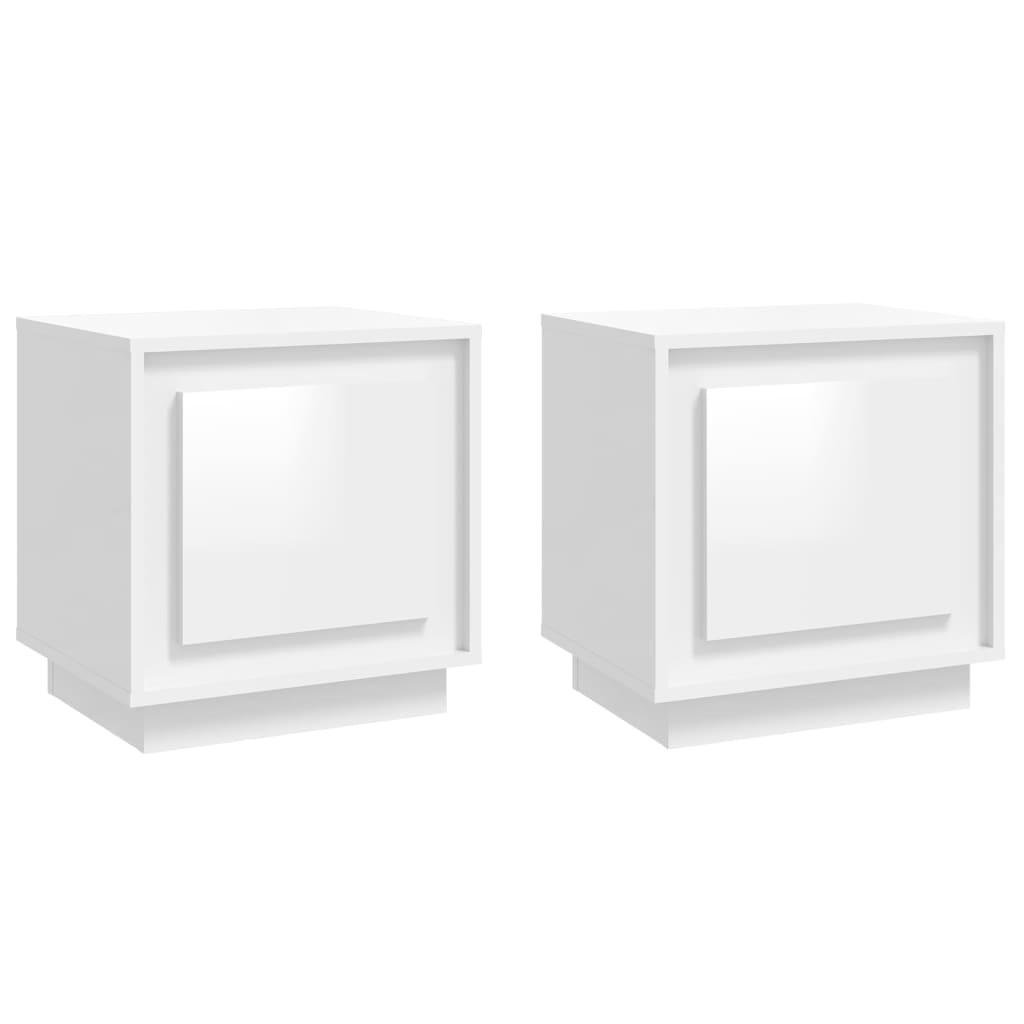 vidaXL Noptiere 2 buc, alb extralucios, 44x35x45 cm, lemn prelucrat