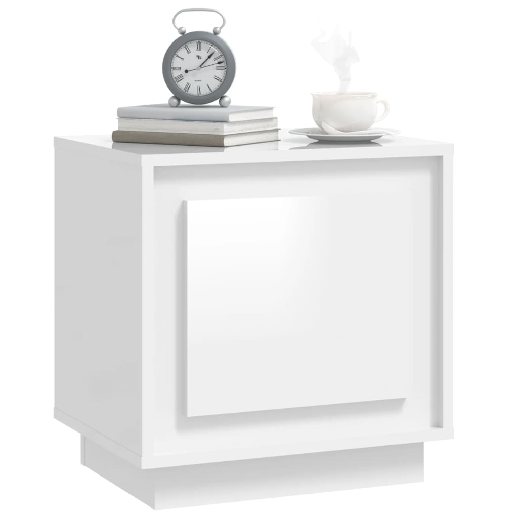 vidaXL Noptiere 2 buc, alb extralucios, 44x35x45 cm, lemn prelucrat
