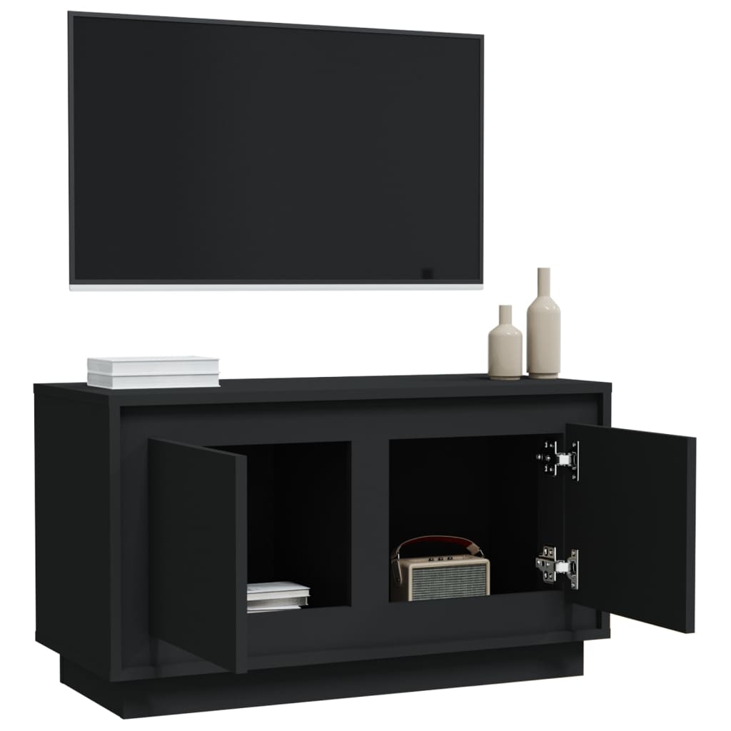 vidaXL Comodă TV, negru, 80x35x45 cm, lemn prelucrat
