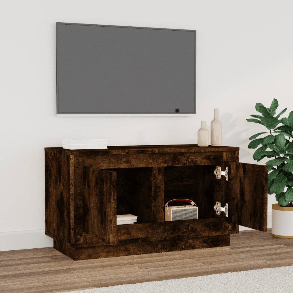 vidaXL Comodă TV, stejar afumat, 80x35x45 cm, lemn prelucrat vidaXL Comodă TV, stejar afumat, 80x35x45 cm, lemn prelucrat