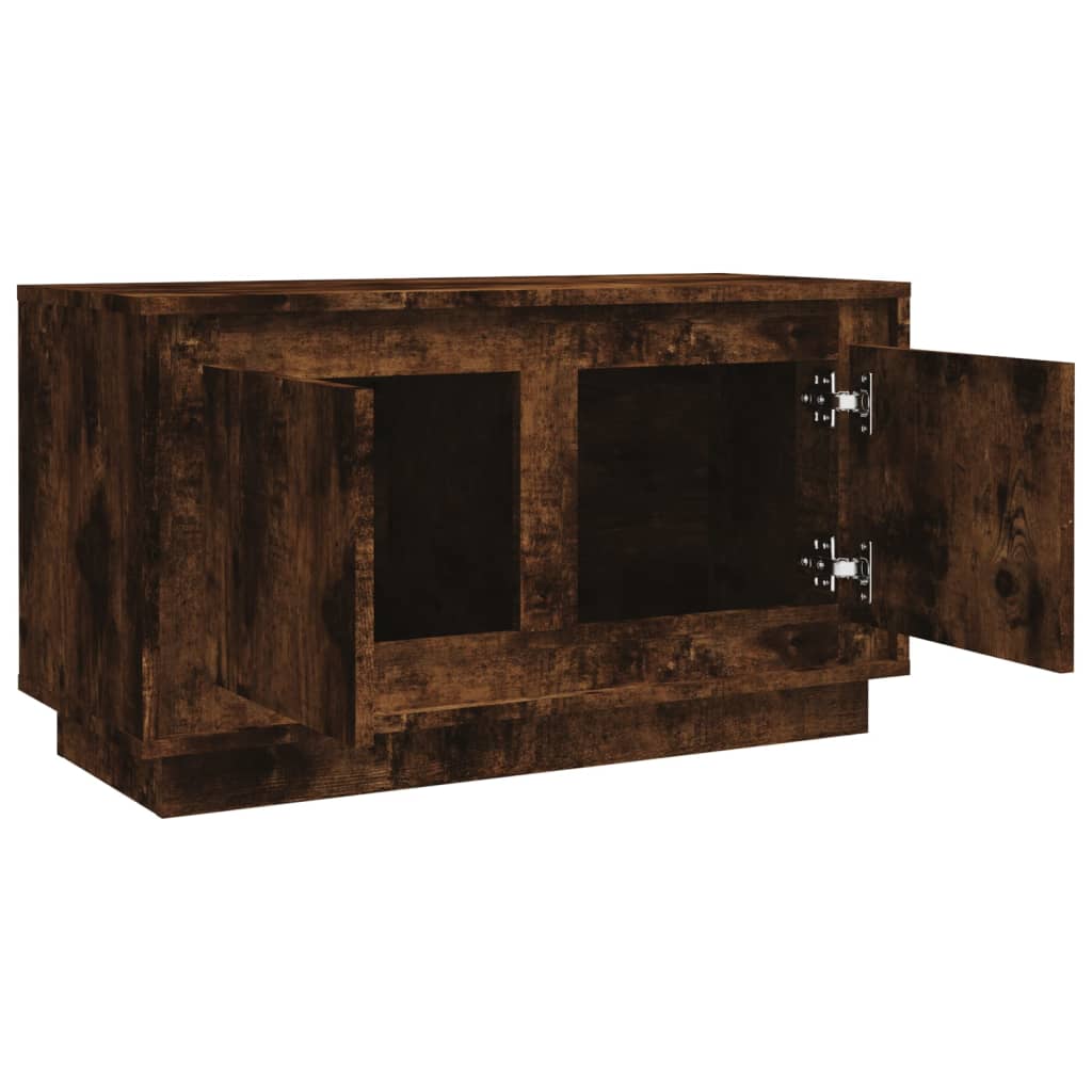 vidaXL Comodă TV, stejar afumat, 80x35x45 cm, lemn prelucrat vidaXL Comodă TV, stejar afumat, 80x35x45 cm, lemn prelucrat