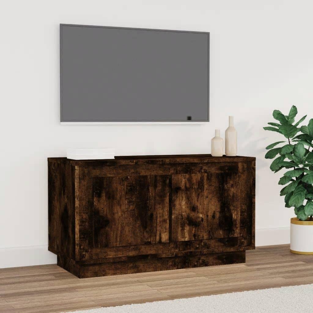 vidaXL Comodă TV, stejar afumat, 80x35x45 cm, lemn prelucrat vidaXL Comodă TV, stejar afumat, 80x35x45 cm, lemn prelucrat