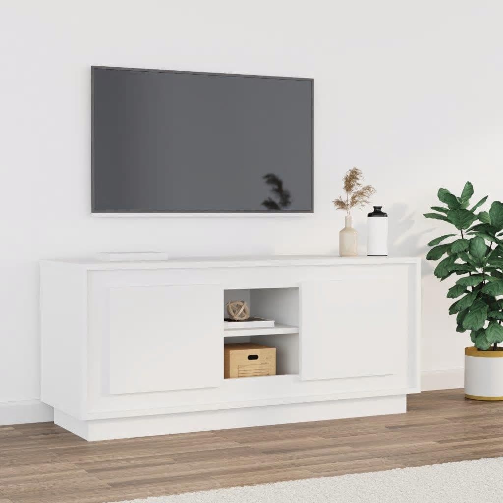 vidaXL Comodă TV, alb, 102x35x45 cm, lemn prelucrat vidaXL Comodă TV, alb, 102x35x45 cm, lemn prelucrat
