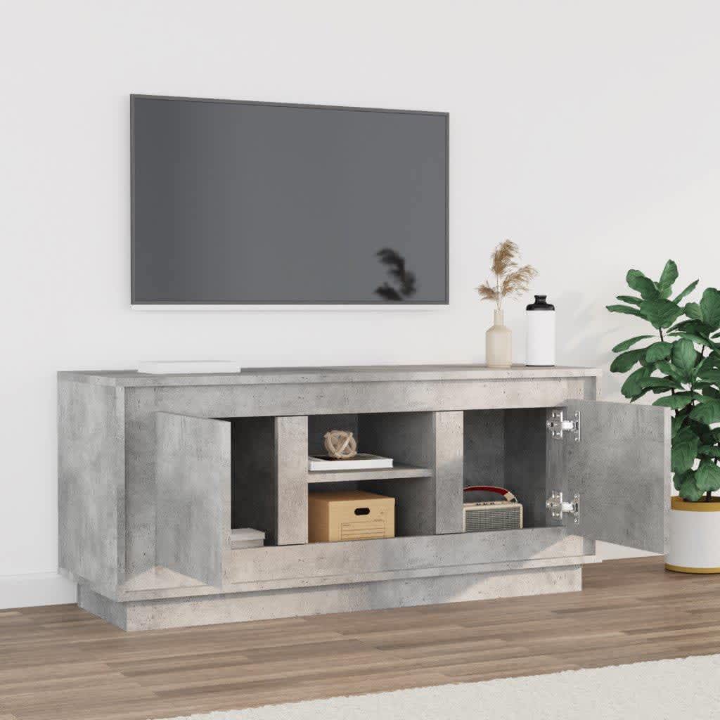 vidaXL Comodă TV, gri beton, 102x35x45 cm, lemn prelucrat vidaXL Comodă TV, gri beton, 102x35x45 cm, lemn prelucrat