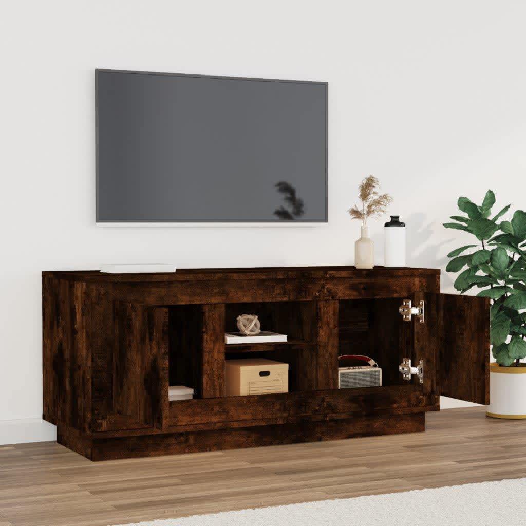 vidaXL Comodă TV, stejar afumat, 102x35x45 cm, lemn prelucrat vidaXL Comodă TV, stejar afumat, 102x35x45 cm, lemn prelucrat